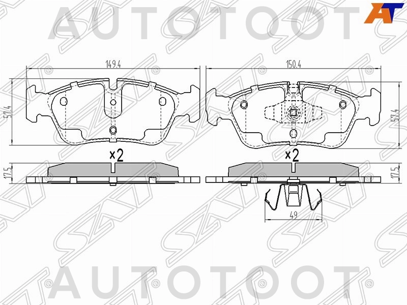 Колодки тормозные передние -ST34116769951 Sat для BMW 3SERIES, BMW 5SERIES, BMW X1, BMW 7SERIES