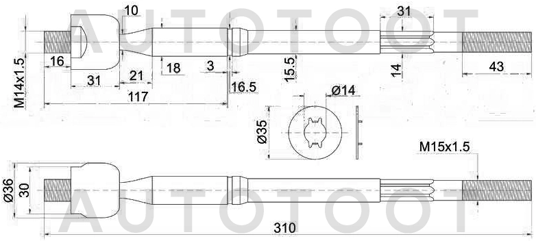 Тяга рулевая TOYOTA NOAH 2WD 01- -ST4550380003 Sat для TOYOTA VOXY