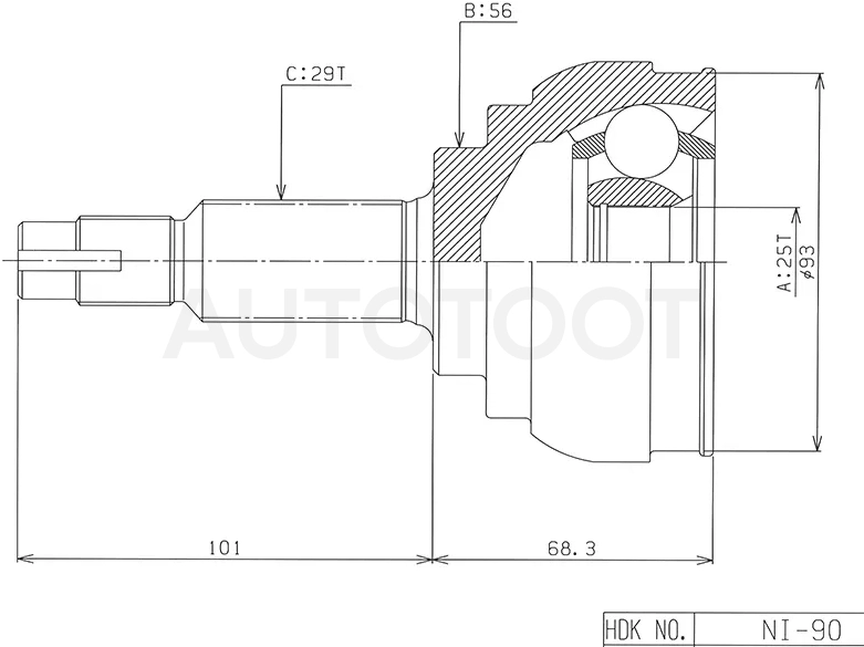 Шрус (Спереди/ Наруж) Nissan Murano 02-16 / Primera 90-96 / Teana 03-08 / Avenir 90-99