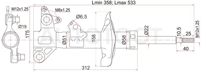 Стойка передняя Nissan Primera 01-08 - Артикул ST54302AW025 - Производитель Sat - Фото, Отзывы, Цены