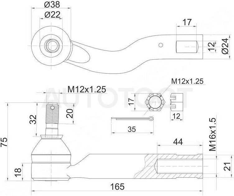 Наконечник рулевой правый 2WD (левый 4WD) -ST4504749055 Sat для TOYOTA IPSUM