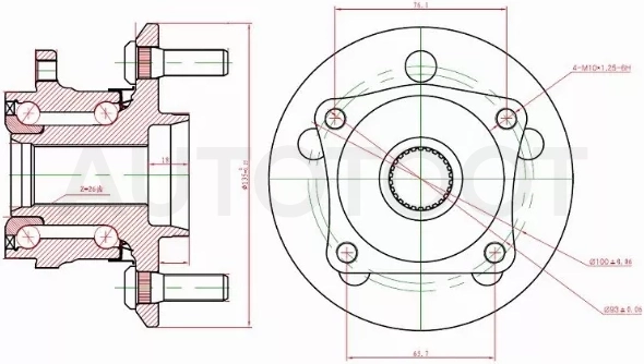 Ступичный узел задн. TOYOTA VISTA ARDEO/CALDINA/ALLION/WISH/OPA/AVENSIS AZT255 4WD 98-07
