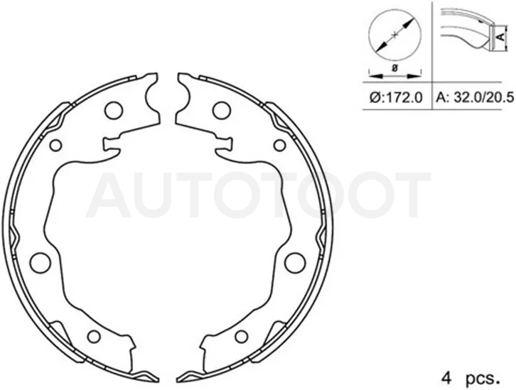 Колодки тормозные барабанные (Сзади/ Стояночный тормоз) Nissan Juke 10-20 / Leaf 09-22