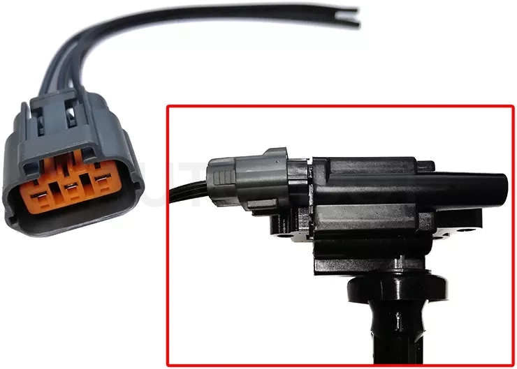 Разъем катушки зажигания NISSAN VQ23DE/VQ25DE/VQ35DE/VQ40DE/VG33E 02-/J31/Z50/R50/R51M/E50/E51/U30/MAZDA FP-DE/FS-ZE 99-/FAMILIA BJF#/CAPELLA GF#/PREMACY CP#/MITSUBISHI LANCER CS2A 1.5 00-/PAJERO IO H65W 1.6 99-01