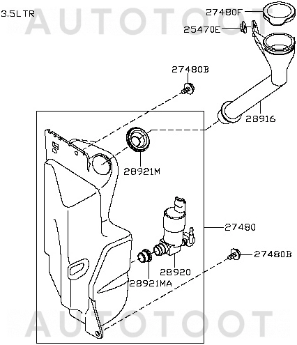 Бачок омывателя (без мотора) -  для NISSAN QASHQAI, NISSAN DUALIS