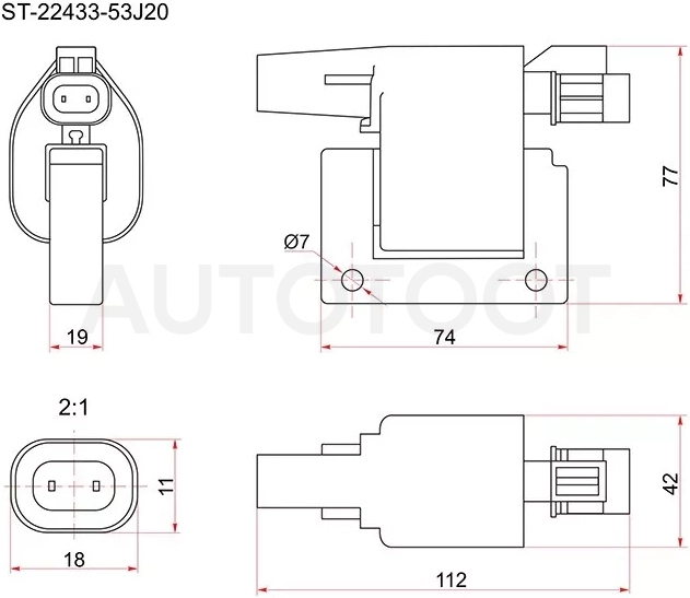 Катушка зажигания NISSAN ALMERA TINO V10/SUNNY B15 SR20/GA14/CA16 - Артикул ST2243353J20 - Производитель Sat - Фото, Отзывы, Цены