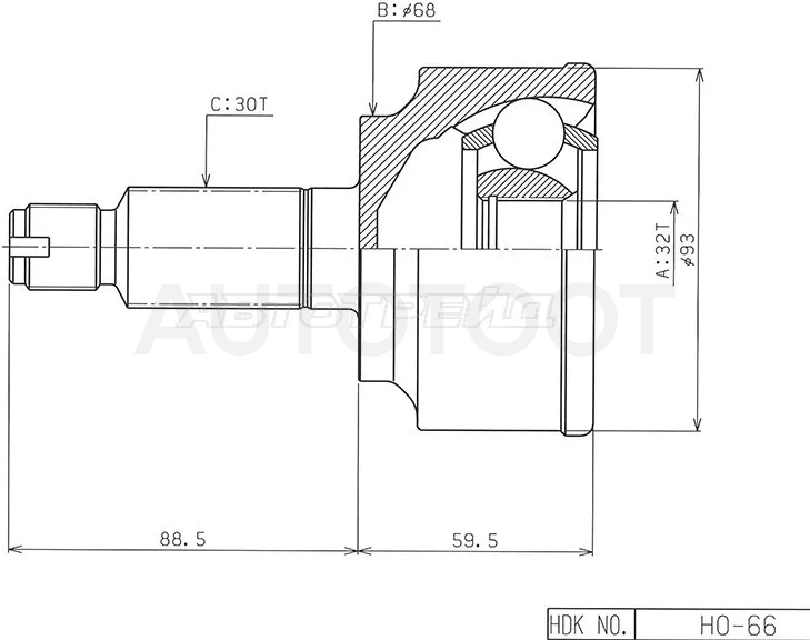 Шрус (Спереди/ Наруж) Honda Accord 08-13 / Civic 05-12 / CR-V 06-12 / Acura RDX 12-15 / TSX 08-14 / Honda Crosstour 09-16 / Elysion 04-13 / Inspire 07-12 / Legend 04-12
