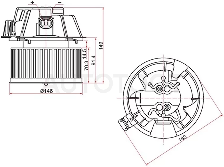 Мотор отопителя салона (Левый руль) LADA Largus 12-21 / Nissan Almera 12-19