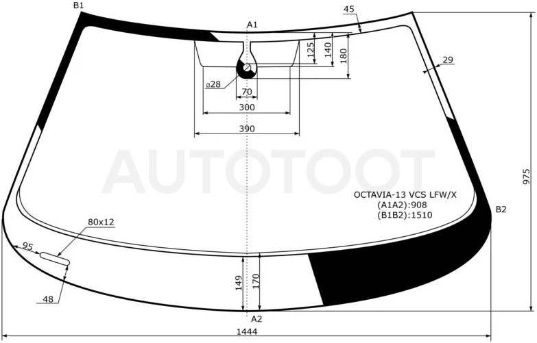 Стекло лобовое (Датчик дождя) Skoda Octavia 12-17 - Артикул OCTAVIA13VCSLFWX - Производитель Xyg - Фото, Отзывы, Цены