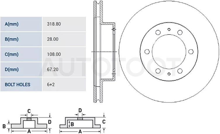 Диск тормозной (Спереди) Toyota Hilux Pick Up 08-20 / 4Runner 02-09 / FJ Cruiser 05-18 / Hilux Surf 02-09