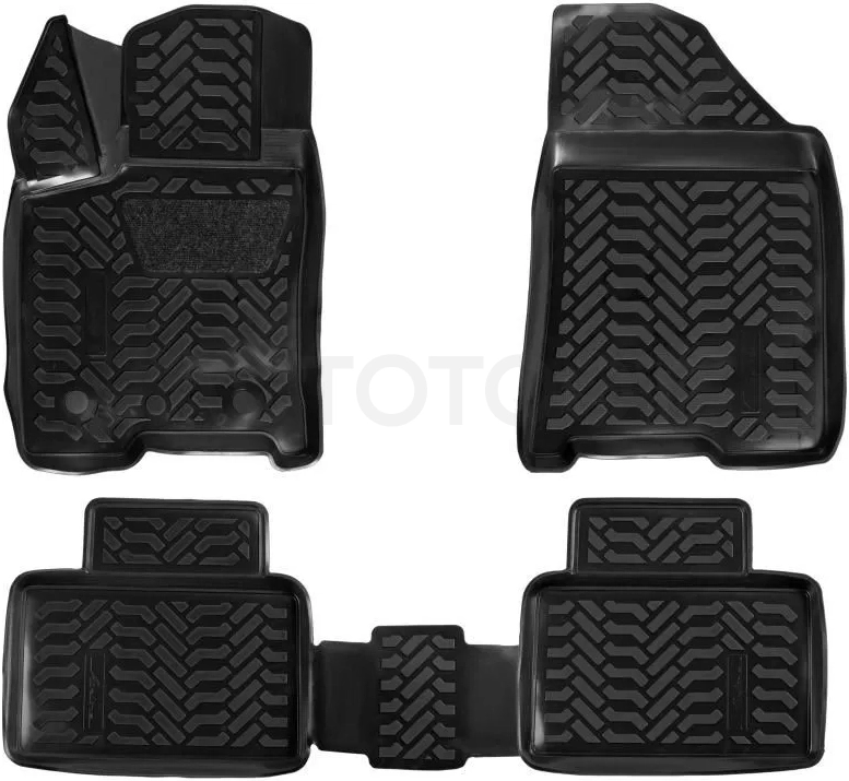 Ковры для Лада Vesta (15-), 4 шт., (крепеж), выс. борт, 3D с подпятником, ТЭП, черн.