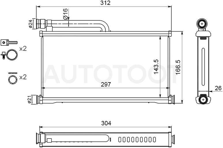 Радиатор отопителя салона Audi A6 04-10 - Артикул STAD053950 - Производитель Sat - Фото, Отзывы, Цены