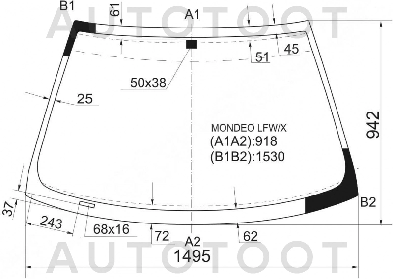 Стекло лобовое в клей -  для FORD MONDEO