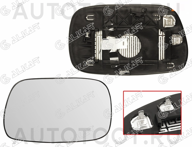 Полотно зеркала сферическое с обогревом правое -  для TOYOTA AVENSIS