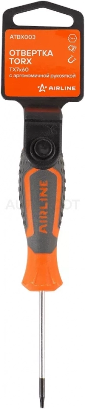 Отвертка TORX TX7x60, магнитный наконечник, пласт.подвес - Артикул ATBX003 - Производитель Airline - Фото, Отзывы, Цены