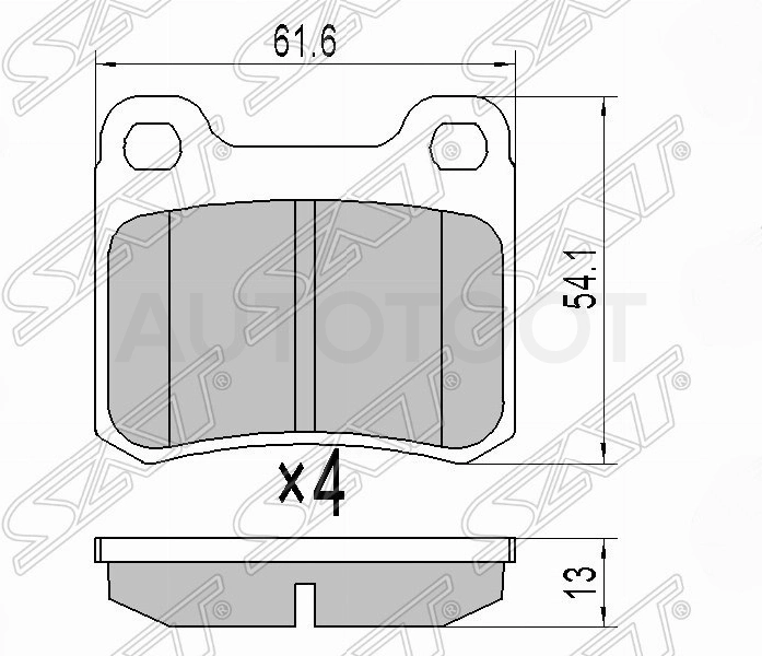 Колодки тормозные задние, ширина 62mm высота 55mm -STA0004209820 Sat для MERCEDES C-CLASS, MERCEDES E-CLASS