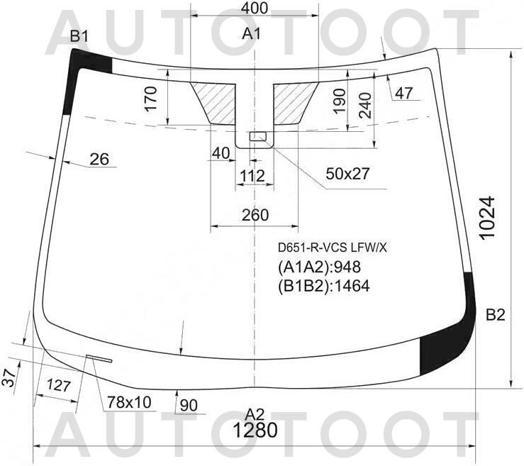 Стекло лобовое в клей -  для MAZDA 2 (DEMIO)