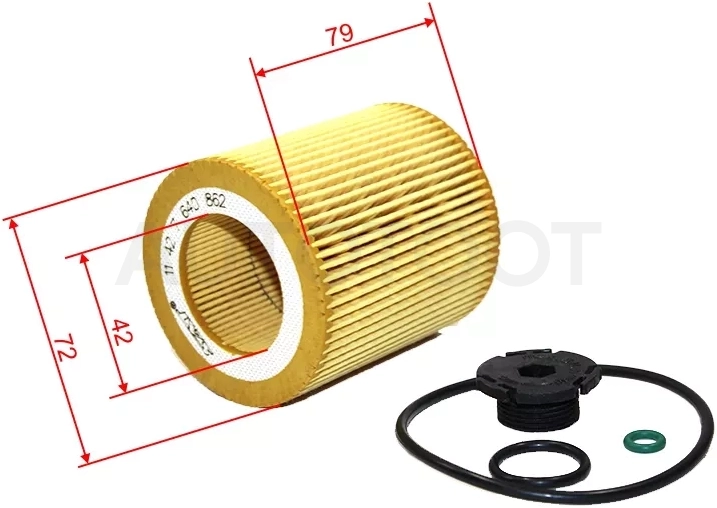 Фильтр масляный (картридж) BMW 3-SERIES 320i/328i 11-/5-SERIES 520i 10-16/X1 20i 11-15/X4 20i/28i 14