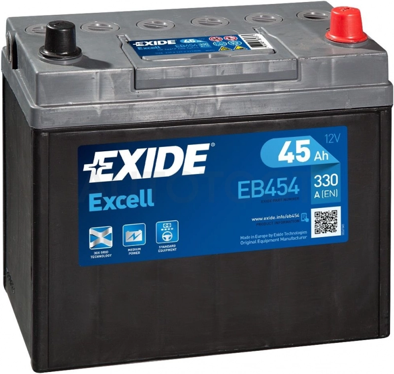 Аккумулятор EXIDE 45Ah 330A обратная полярность(-+)