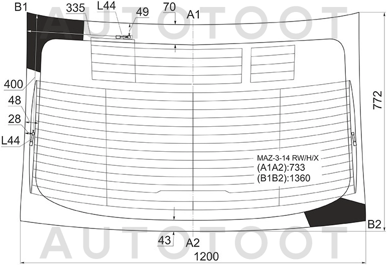 Стекло заднее (крышка багажника) с обогревом (седан) -  для MAZDA 3 (AXELA)