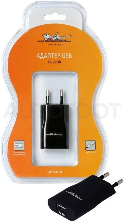Адаптер USB 1A 220В - Артикул ACHWC09 - Производитель Airline - Фото, Отзывы, Цены