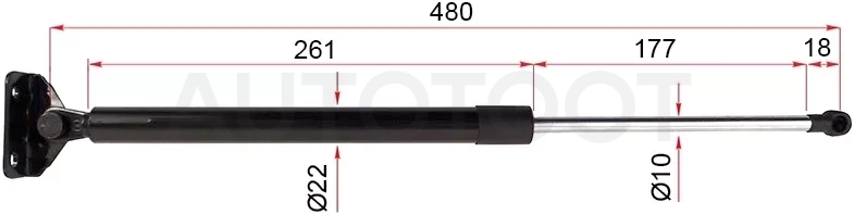 Амортизатор крышки багажника Mitsubishi ASX 10- / Citroen C4 Aircross 12-16 / Peugeot 4008 12-15 (Слева)