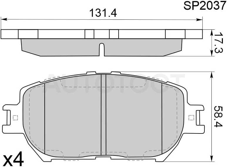 Колодки тормозные (Спереди) Toyota Camry (XV30) 01-06 / Crown 03-08 / Wish 03-09 / Daihatsu Altis 00-05 / Lexus ES 01-06 / Toyota Camry 01-06 / Camry UAE/USA 01-06 / Isis 04-17 / Mark X 04-09