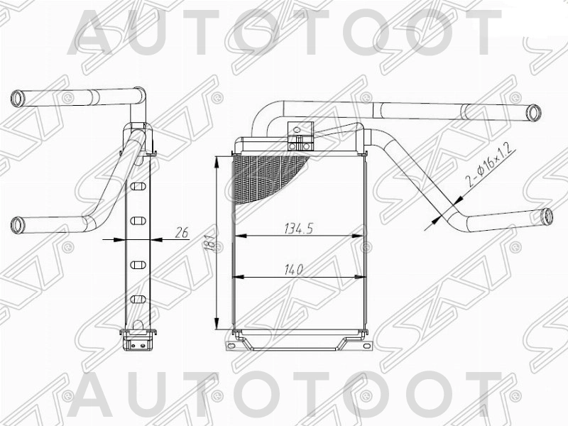 Радиатор отопителя салона -STDW25395A0 Sat для DAEWOO NEXIA