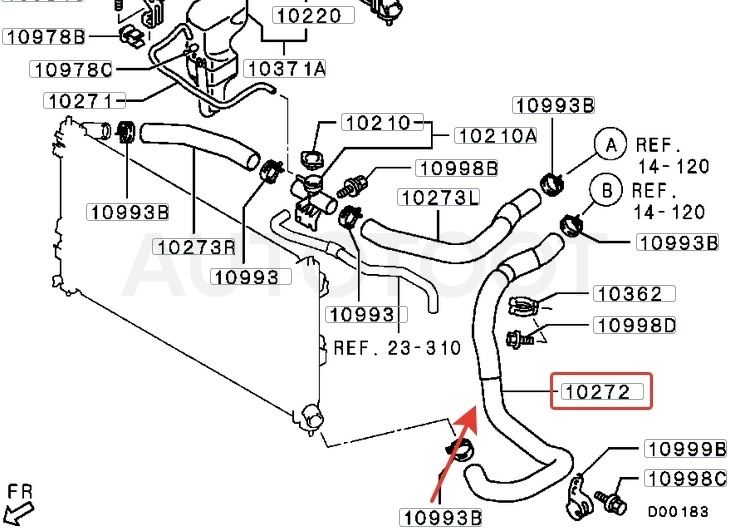 Патрубок радиатора нижний 1.5 / 1,6L -ST1370A163 Sat для MITSUBISHI LANCER