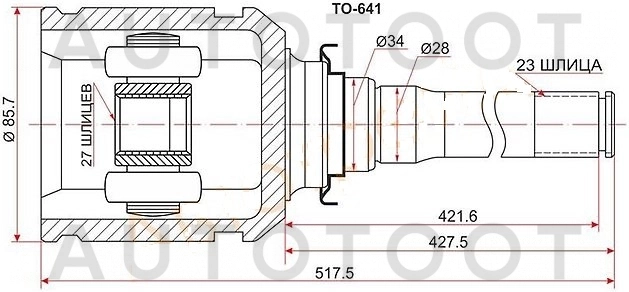 ШРУС внутренний правый -GCI59079 G-Autoparts для TOYOTA RAV4, TOYOTA ALPHARD, TOYOTA KLUGER, TOYOTA HARRIER, LEXUS RX300