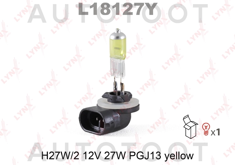 Лампа H27W/2 12V YELLOW LYNXauto - Артикул L18127Y - Производитель LYNXauto - Фото, Отзывы, Цены