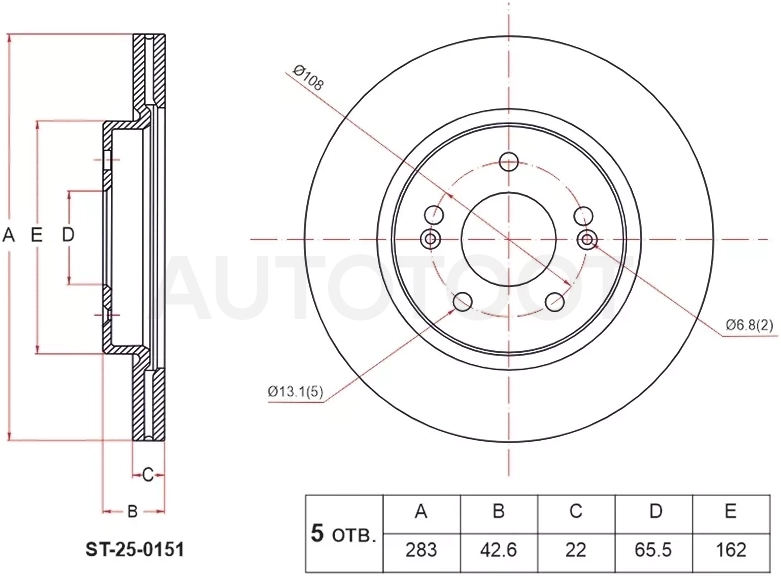 Диск тормозной (Спереди) Chery Tiggo 4 Pro 20- / Kaiyi X3 Pro 21