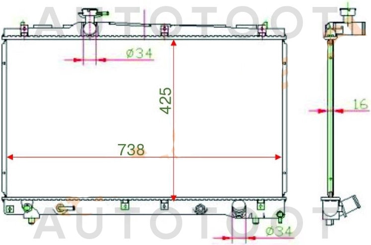 Радиатор охлаждения 2,0 -TY0002ACM20 Sat для TOYOTA IPSUM, TOYOTA NOAH, TOYOTA AVENSIS