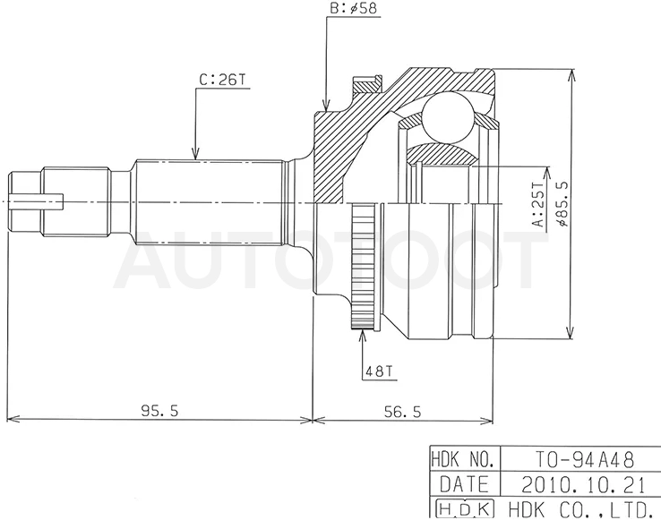 Шрус (Спереди/ Наруж) Toyota Allion (T260) 07-21 / Corolla Fielder (E140) 06-12 / Premio 07-21 / Wish 09-17