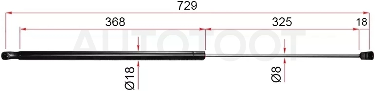 Амортизатор капота Toyota Camry (XV40) 06-11 / Camry UAE/USA 06-11 (Справа=Слева)