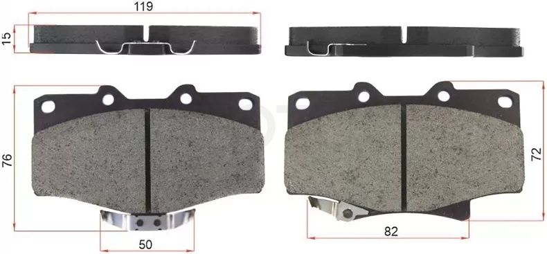 Колодки тормозные (Спереди) Toyota Hilux Pick Up 91-15 / Land Cruiser (J100,J80) 84-07 / Land Cruiser Prado (J90) 96-02 / Lexus LX 95-97 / Toyota 4Runner 89-02 / Fortuner 04-11 / Hilux Surf 89-00