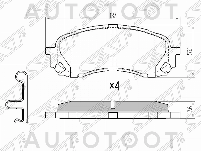 Колодки тормозные передние -ST26296FJ000 Sat для SUBARU IMPREZA