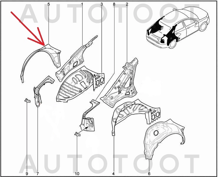 Арка заднего левого крыла наружная -  для LADA (ВАЗ) VESTA