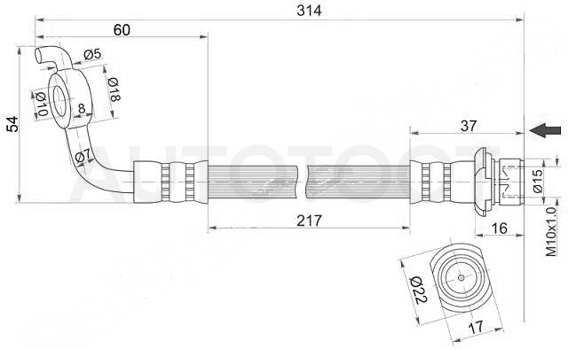 Шланг тормозной задний левый -ST9094702F52 Sat для TOYOTA RAV4