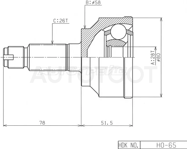 Шрус (Спереди/ Наруж) Honda Accord 08-16 / Civic 05-12 / CR-V 11-16 / Stream 06-14