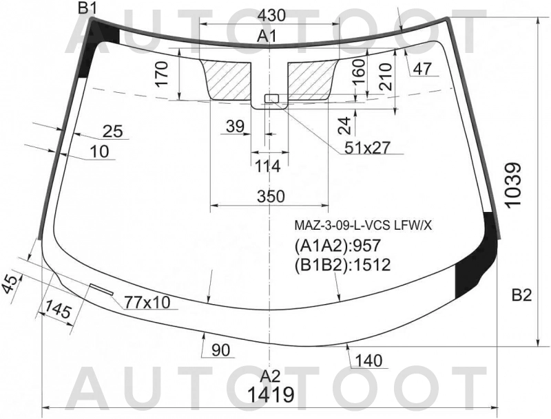 Стекло лобовое в клей -  для MAZDA 3 (AXELA)