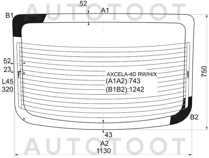 Стекло заднее (крышка багажника) с обогревом -  для MAZDA 3 (AXELA)