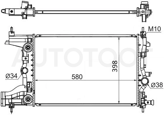 Радиатор охлаждения АТ (длина 580мм) 1.6/1.8 (LXV/F16D4/LDE) -M4991016 Marshall для CHEVROLET CRUZE, OPEL ASTRA