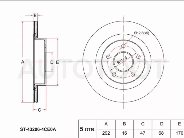 Диск тормозной (Зад) Nissan Leaf 17-22 / Qashqai 13-22