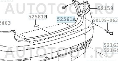 Клипса крепления заднего бампера к крылу -KJ2353 Masuma для TOYOTA COROLLA, TOYOTA AVENSIS
