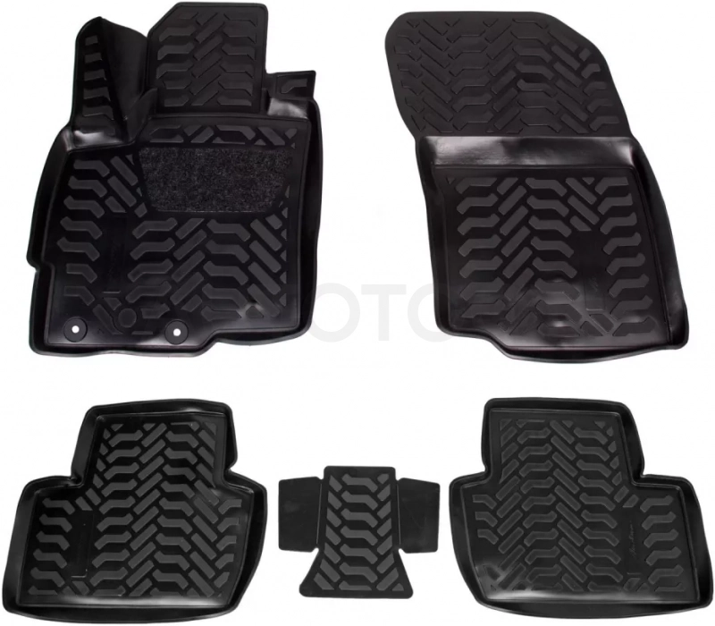 Ковры для Mitsubishi Outlander (06-), 5 шт., выс.борт, 3D с подпятником, ТЭП, черн.