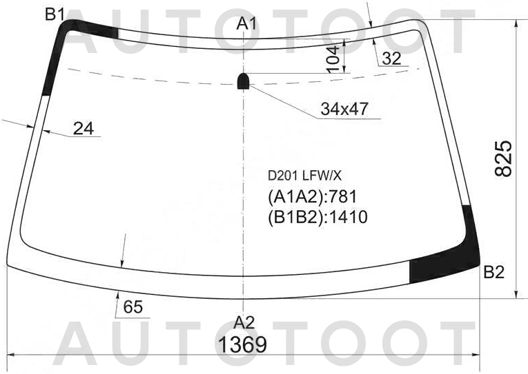 Стекло лобовое в клей -  для MAZDA 2 (DEMIO)