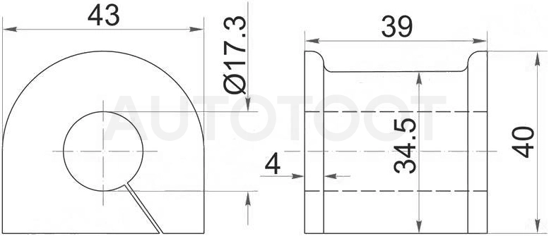 Втулка заднего стабилизатора d=17, 3mm