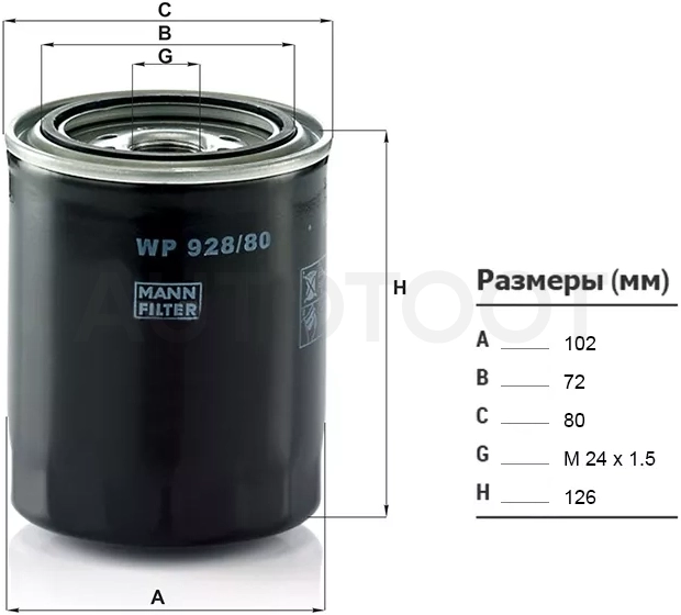 Фильтр масляный TOYOTA 1HZ,1KZTE