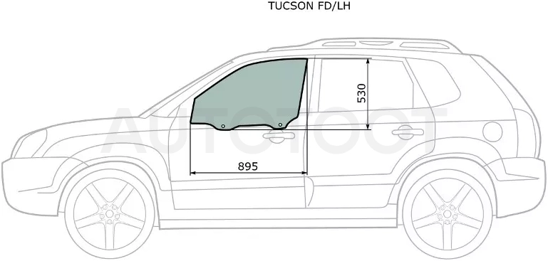 Стекло боковое опускное (Спереди/ Слева/ Цвет зеленый) Hyundai Tucson 04-09 - Артикул TUCSONFDLH - Производитель Xyg - Фото, Отзывы, Цены